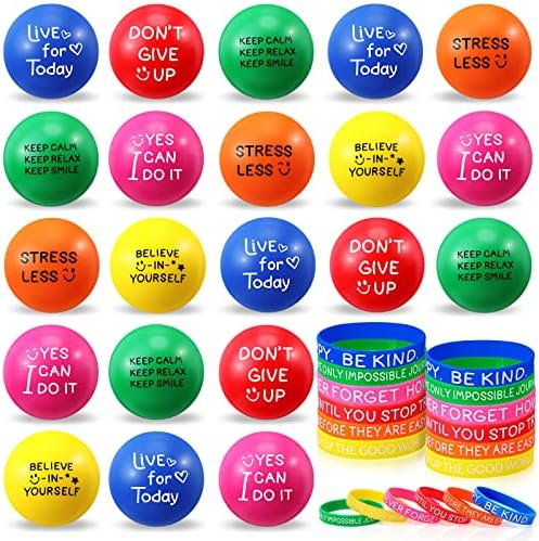 HyDren 72 Pcs Stress Relief Balls and Silicone Bracelets Set