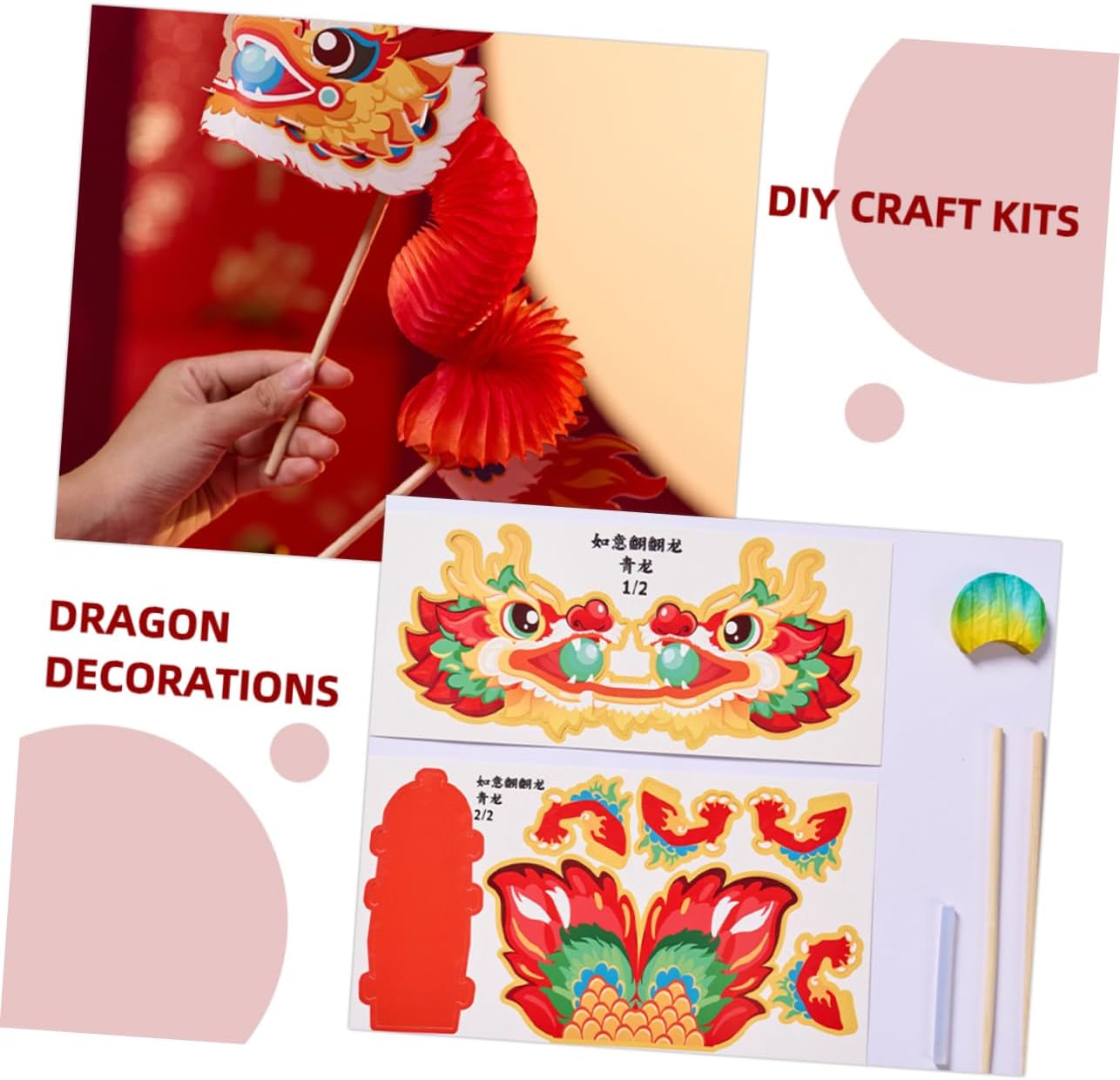 Yardwe Chinese Dragon Paper Garland Craft Kit