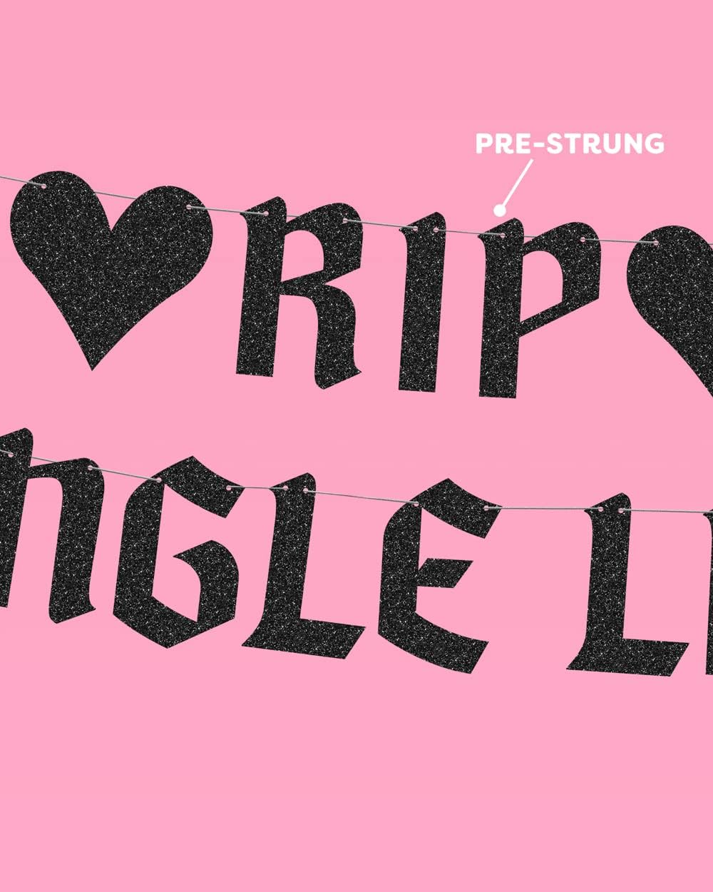 XO Fetti RIP Single Life Glitter Banner - 5 Ft Black