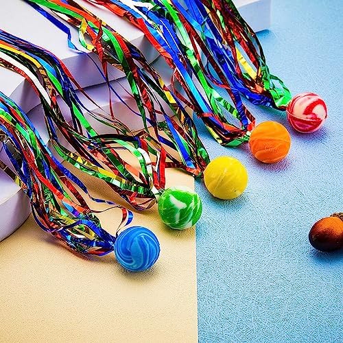 Hungdao 30 Pcs Bouncy Balls with Streamers
