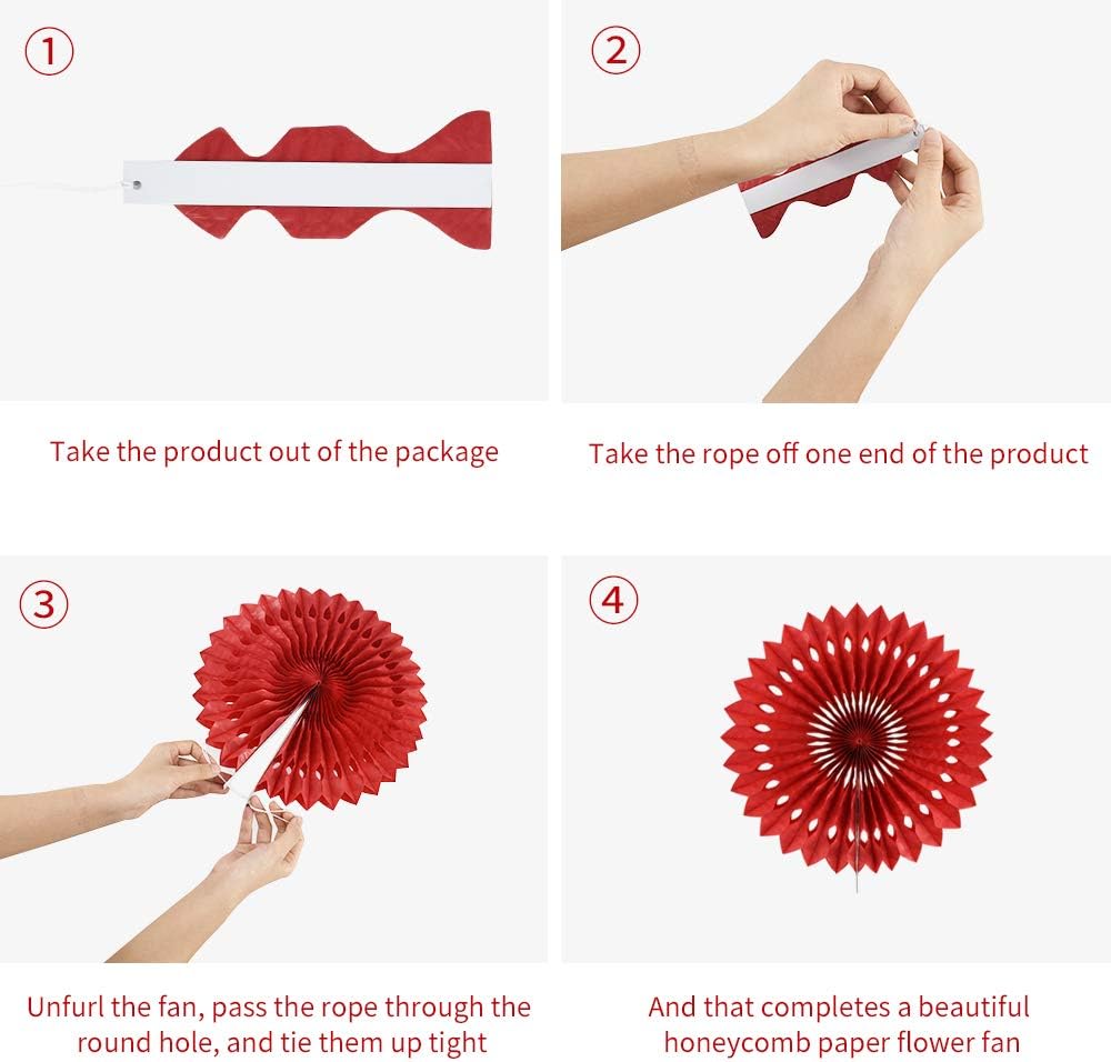 BEISHIDA Patriotic Tissue Paper Fan Garland 11packs