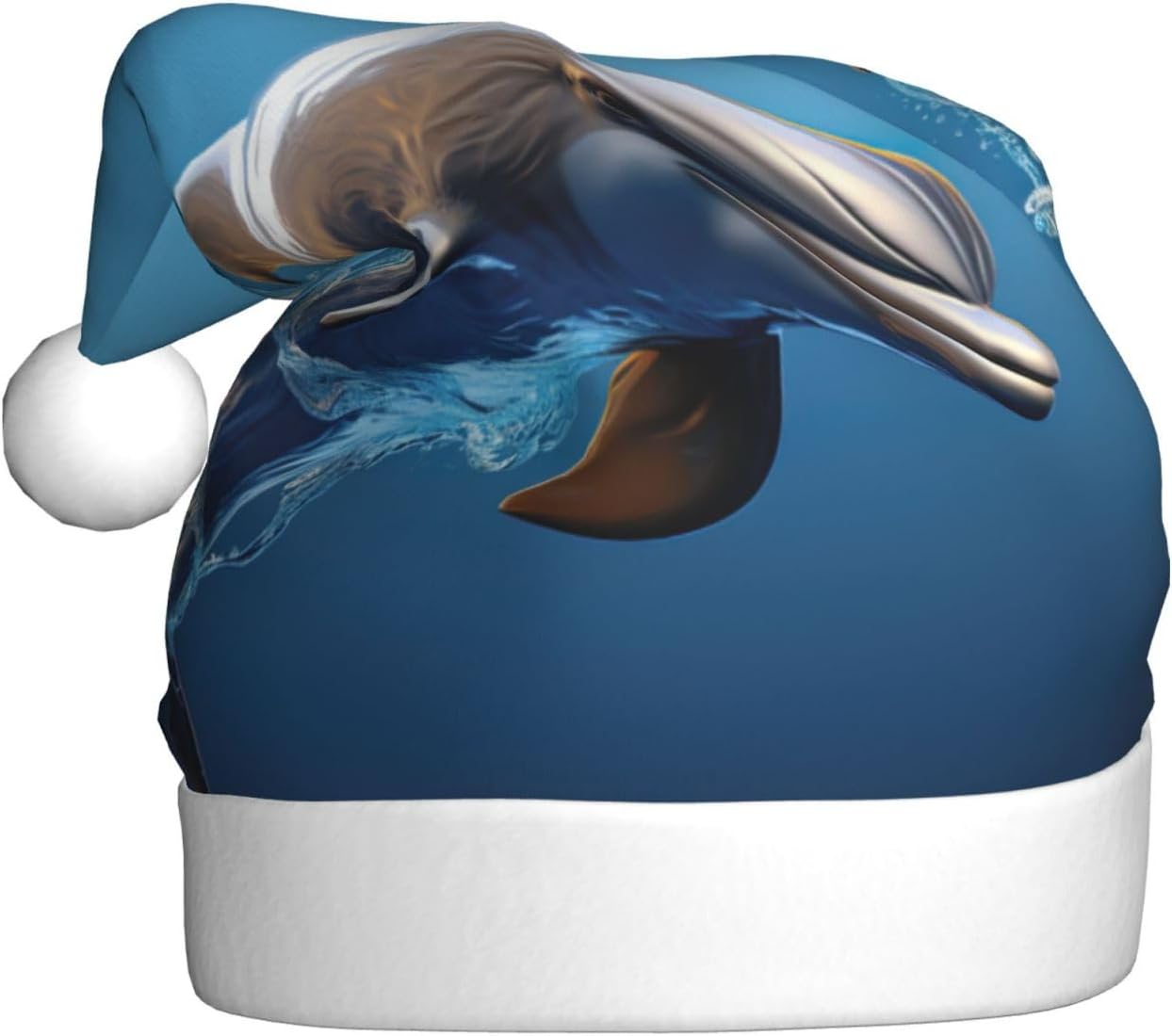 Unique 3D Dolphin Print Santa Hat Plush