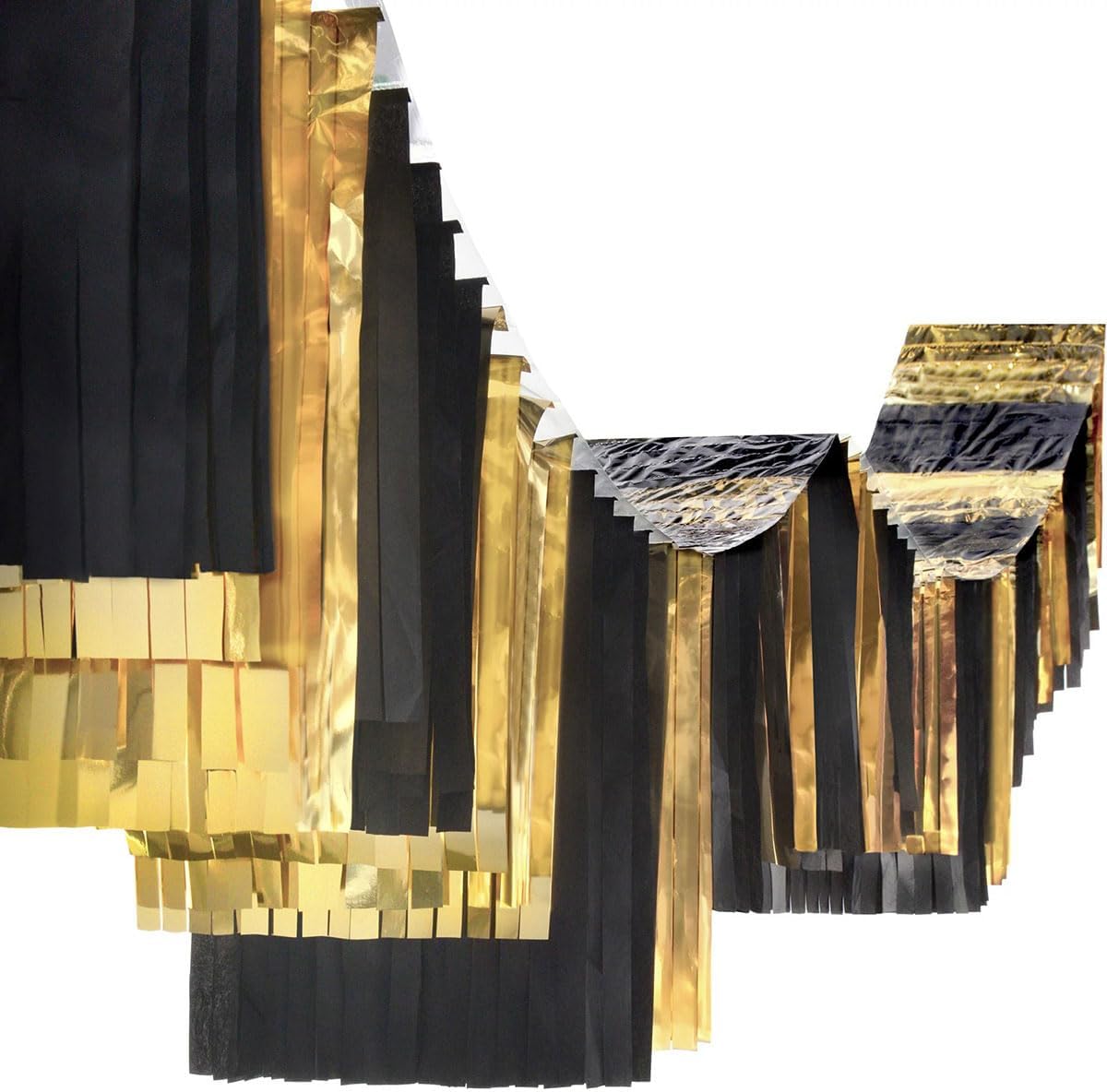 Andersons Black and Gold Fringe Ceiling Drape