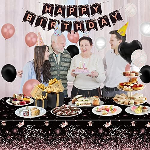 Black Rose Gold Tablecloth Pack of 4 for Birthday Party