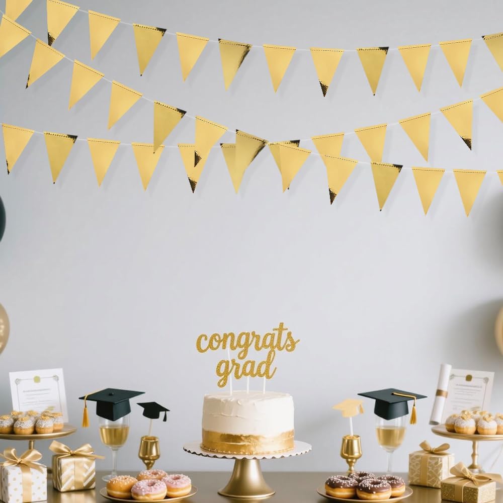 40 Foot Gold Triangle Banner Bunting Garland