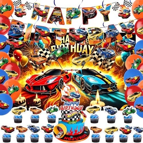 51 Pcs Racing Car Party Decorations for Kids Birthday