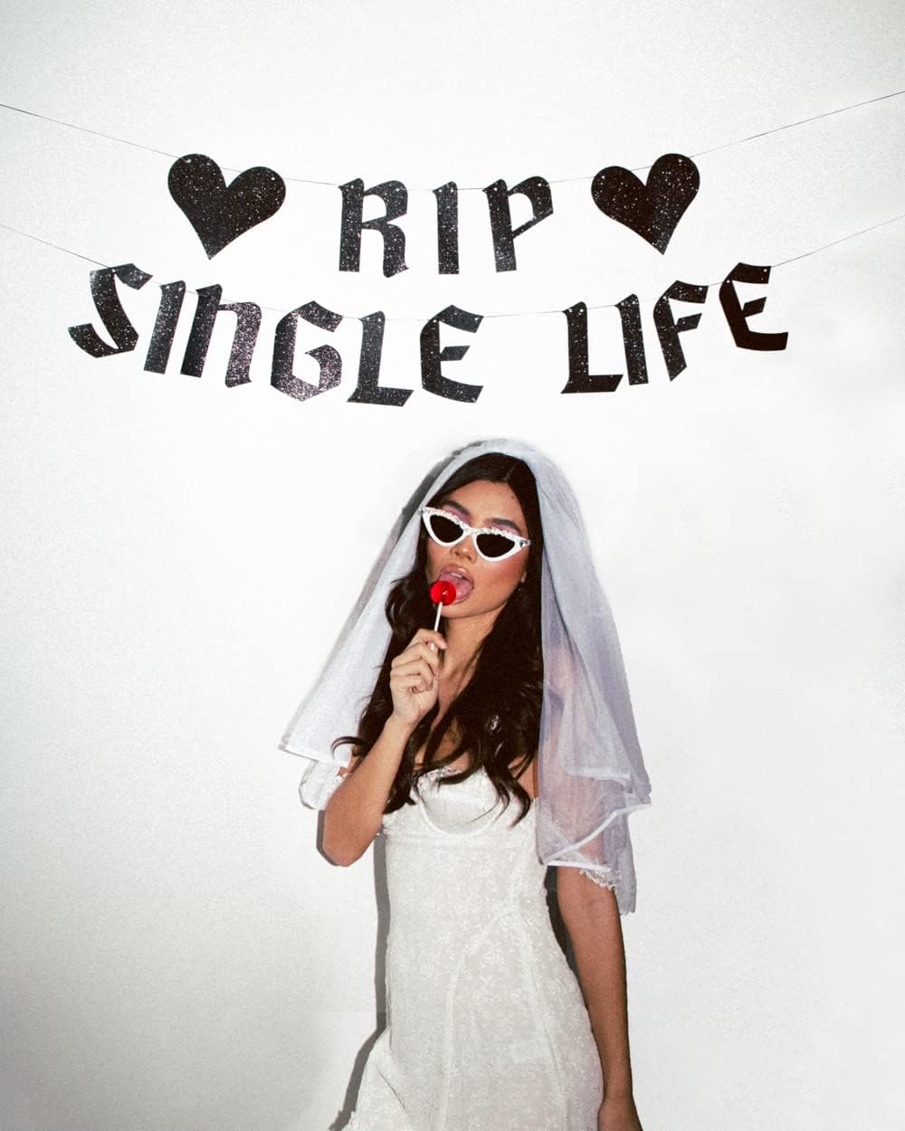 XO Fetti RIP Single Life Glitter Banner - 5 Ft Black
