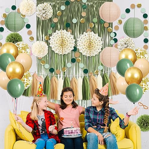 Sage Green Gold Party Decorations 45Pcs Kit