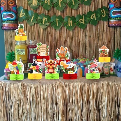 9PCS Tropical Party Honeycomb Table Centerpieces for Hawaiian Luau Events