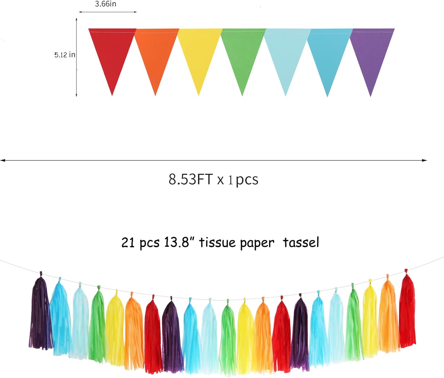 Rainbow Party Decorations Tissue Pom Poms 30pcs Set