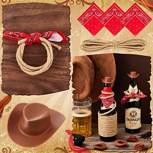 Leitee 20 Piece Mini Cowboy Hats with Bandannas