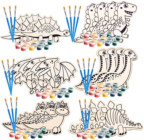 Dinosaur Wood Painting Kit 24 pcs for Kids Party Favors