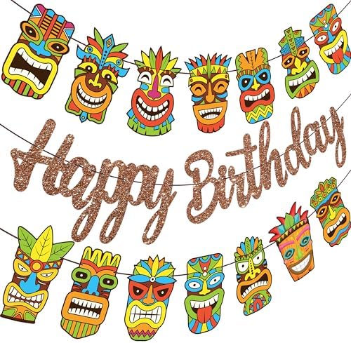 Hawaii Tiki Birthday Party Decor Banners