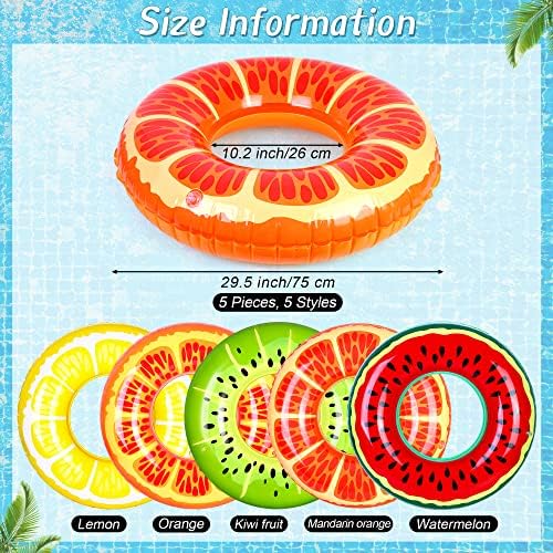 Elcoho 5 Piece Inflatable Swim Rings Pool Toys