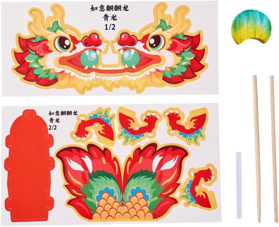 Vaguelly 1Set Paper Dragon Craft Kit for Kids