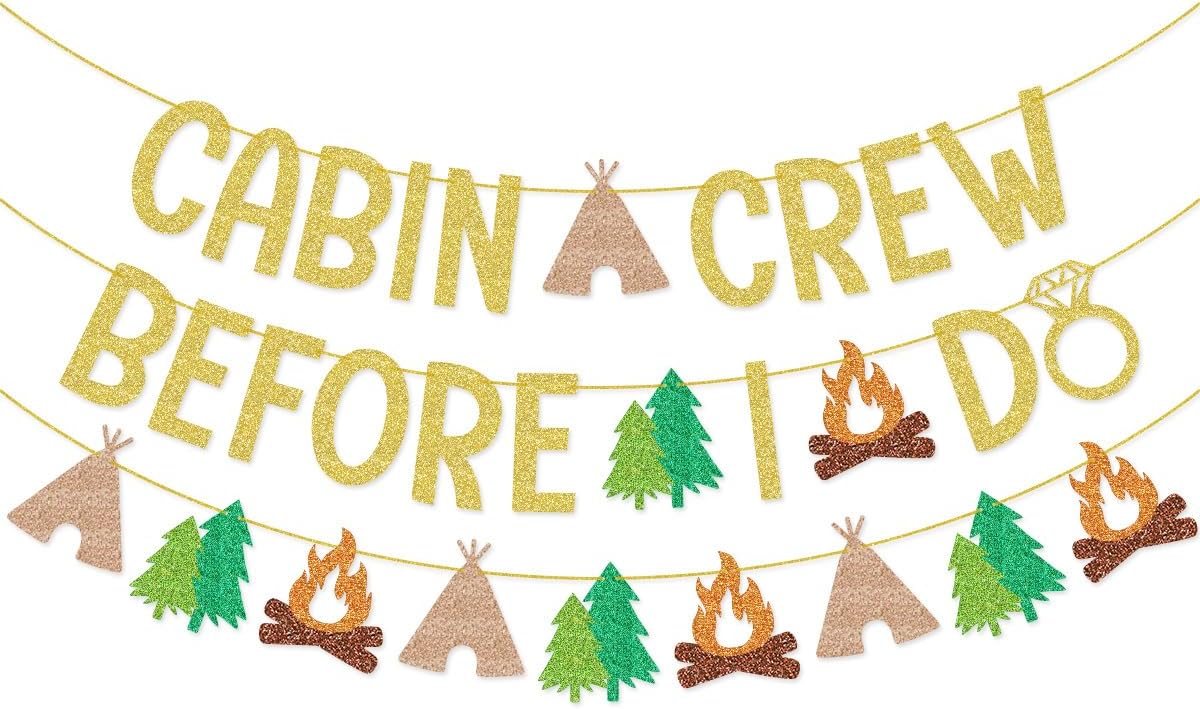 Glamoncha Gold Cabin Crew Bachelorette Party Banner Decorations