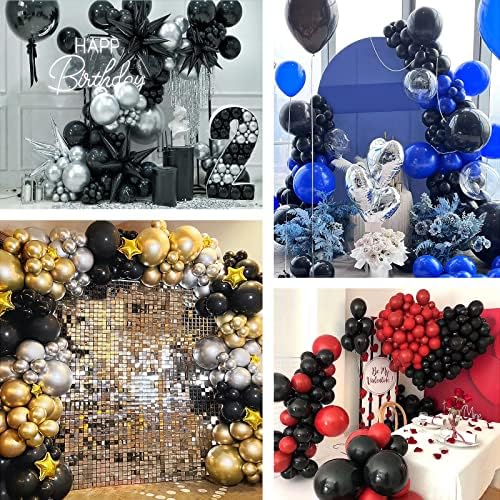 FOTIOMRG Black Balloons 12 Inch 50 Pack with Ribbon