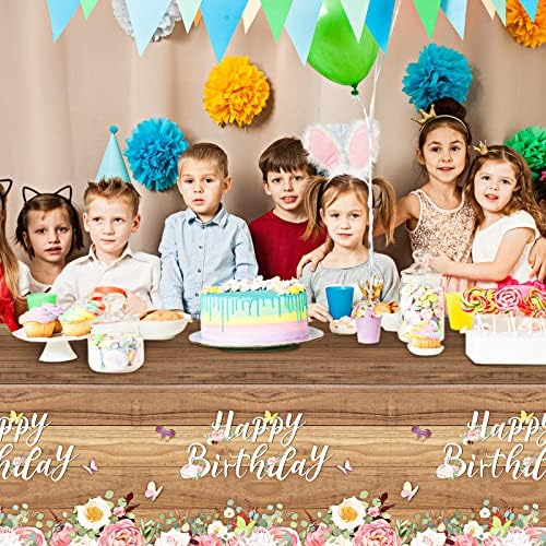 Floral Birthday Tablecloths with Butterfly Design 3 Pcs