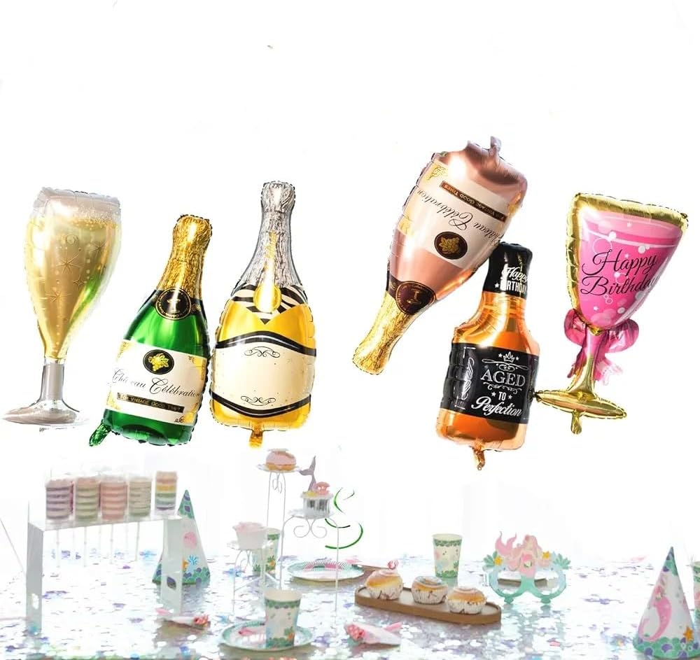 Collect Present Champagne and Wine Balloons Set of 12