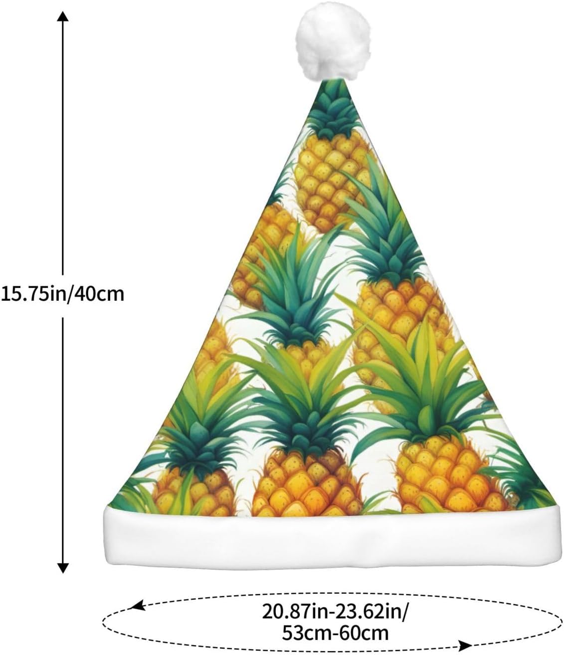 QinZheng Exotic Tropical Pineapples Print Santa Hat with LED Lights