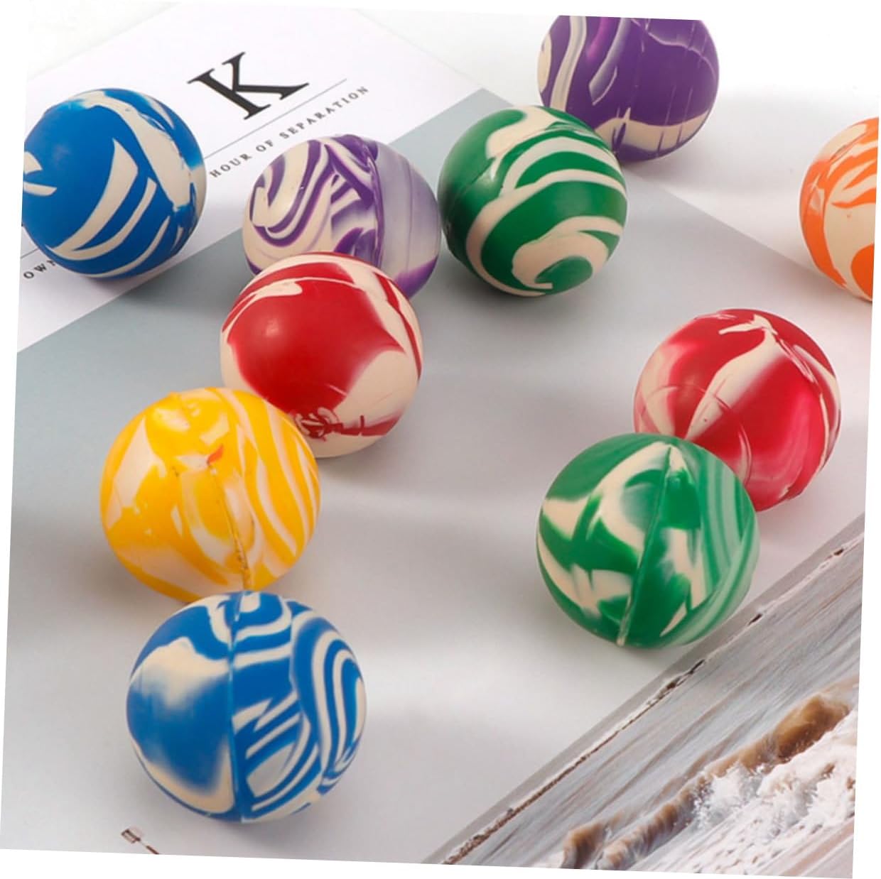 20pcs Assorted Bouncy Striped Balls for Kids