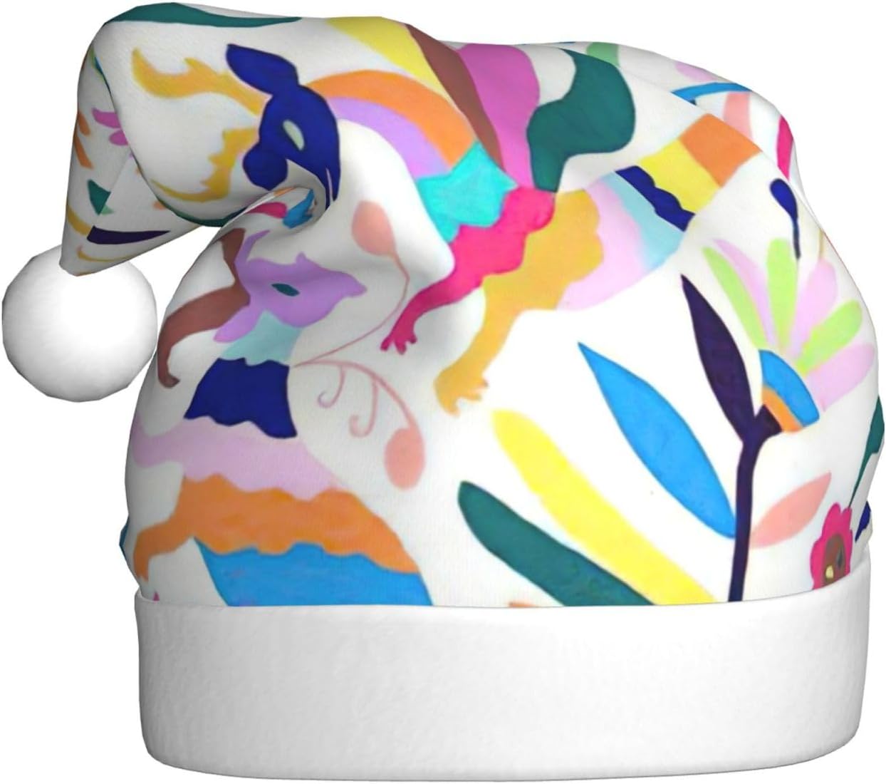 QINZHENG Personalized Santa Hat with Mexican Otomi Animals Print