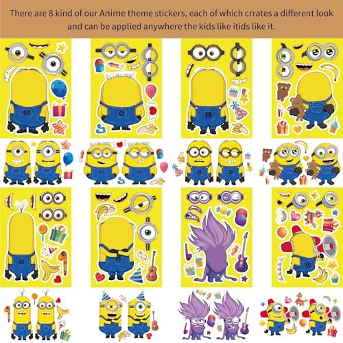 YELTOY Make-a-Face Stickers Sheets 24PCS DIY Mixed Matched with 8 Characters