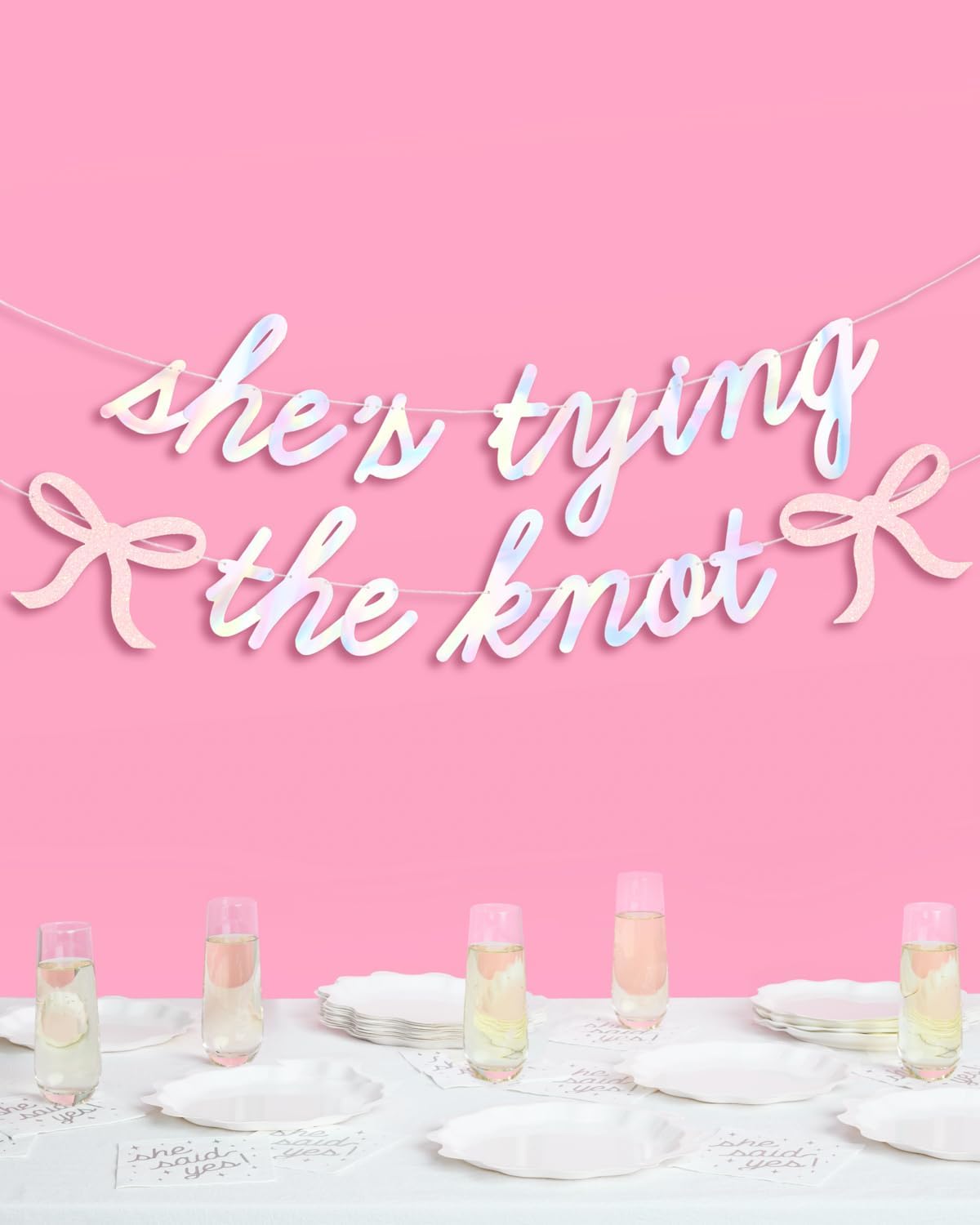 XO Fetti Shes Tying the Knot Banner - Iridescent Foil 45 Ft