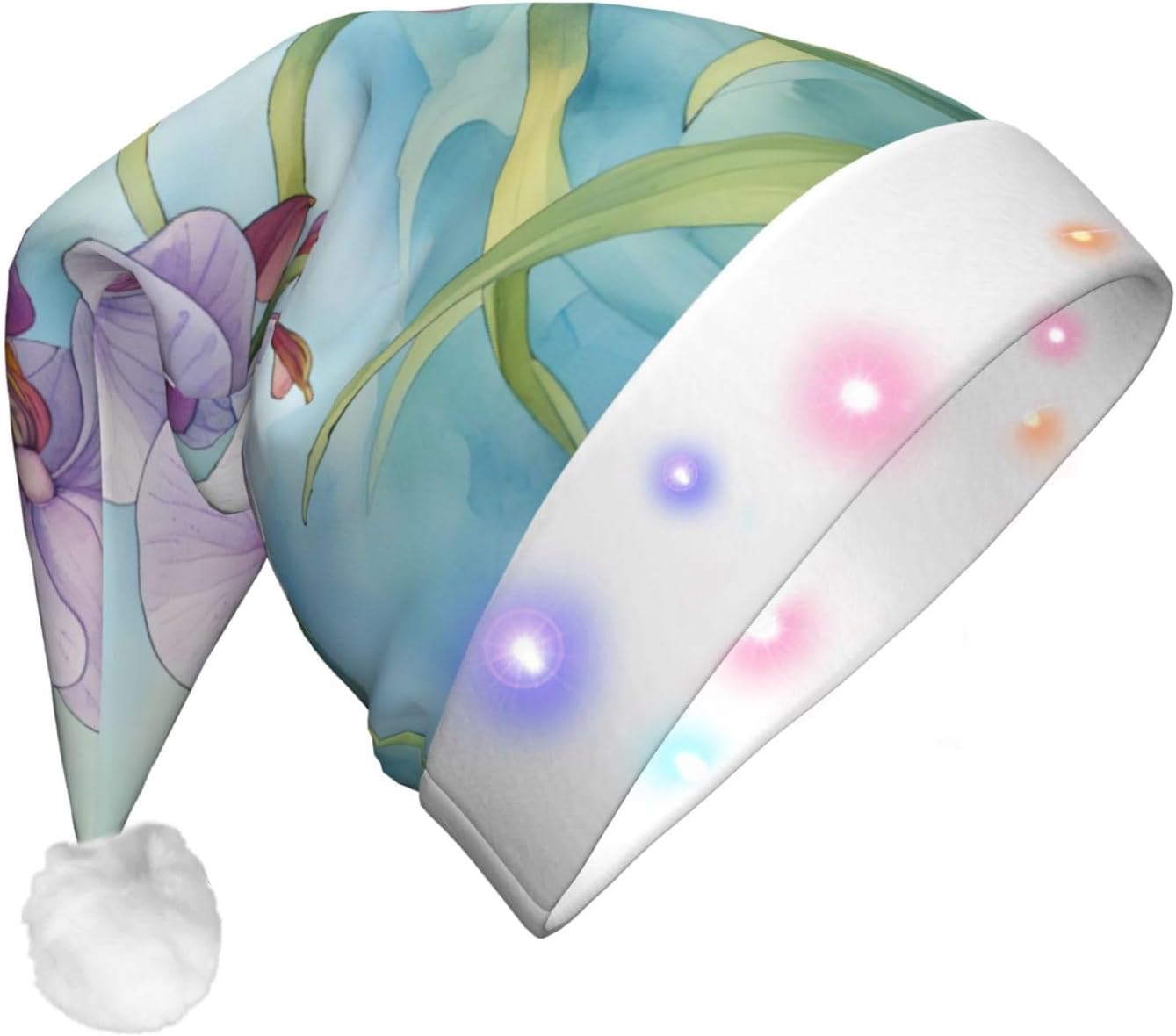 QINZHENG LED Orchid Butterfly Santa Hat for Adults