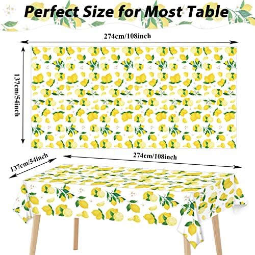 Wiooffen 3 Pcs Lemon Tablecloth Set for Birthday Party