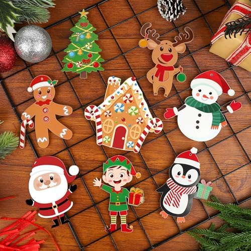 64 Pcs Christmas Ornament DIY Craft Kit with Stickers and Cutouts