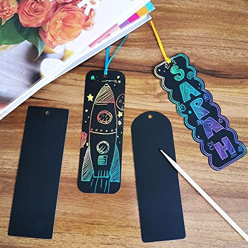 Supla 36 Piece Magic Rainbow Scratch Bookmarks DIY Kit for Kids