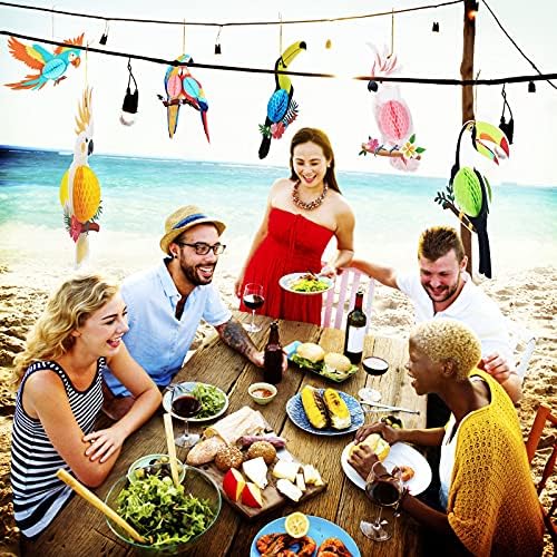 6 Pieces 10 Inch Tropical Parrot Birds Paper Cutouts Decorations