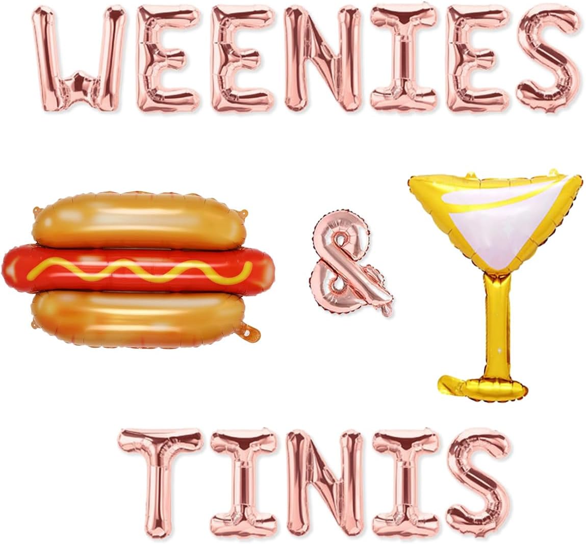 Weenies Tinis Balloon Banner Hot Dog Martini Glass Decorations