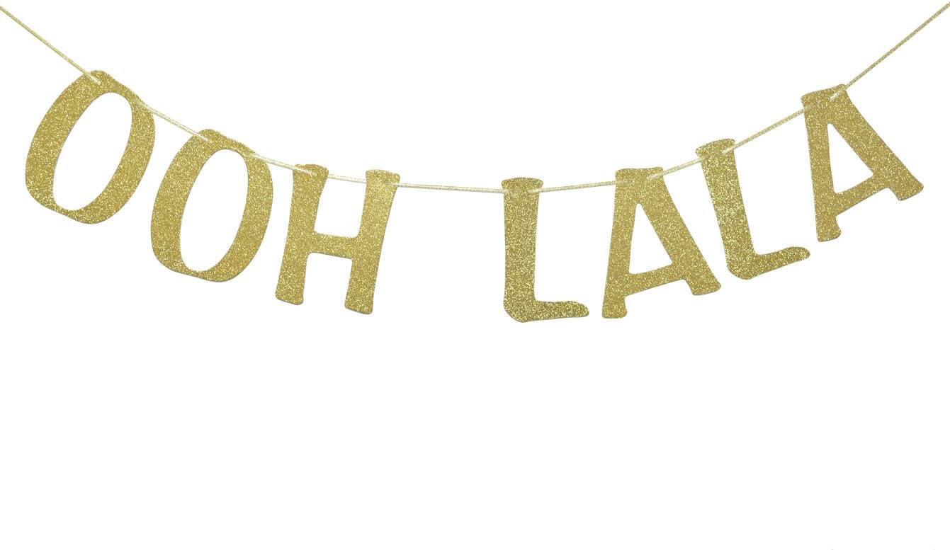 Paris Themed Gold Glitter Banner Decor