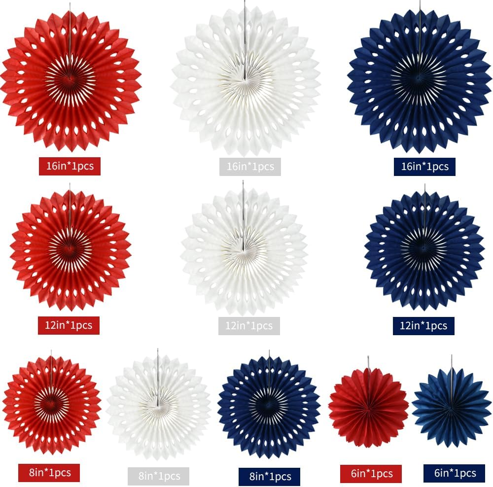BEISHIDA Patriotic Tissue Paper Fan Garland 11packs