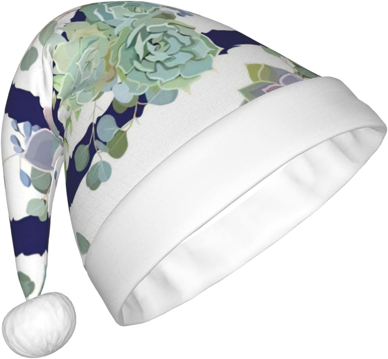 QINZHENG Personalized Striped Succulents Santa Hat