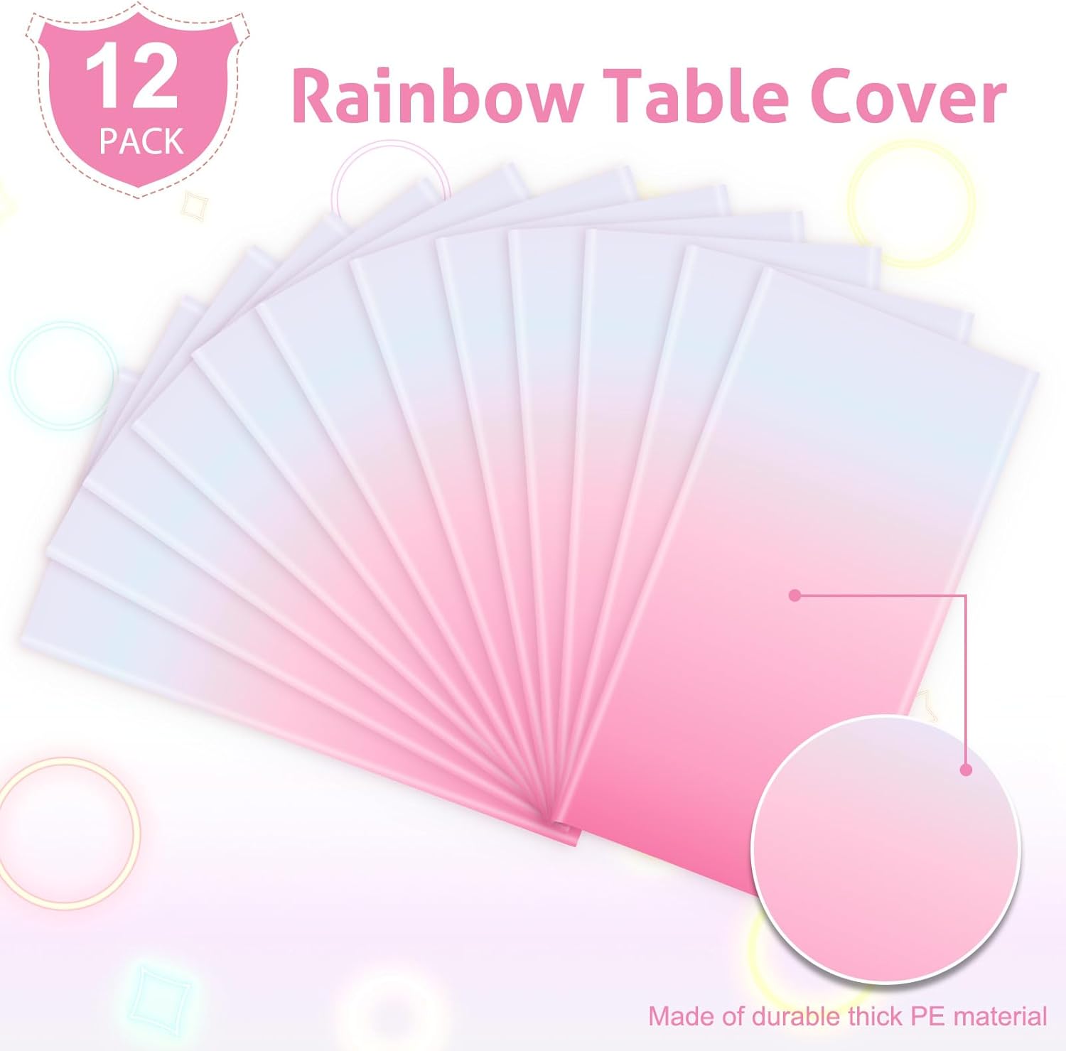 Riakrum Rainbow Plastic Tablecloths 3 Pack