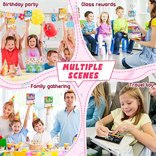 FEREDO KIDS 16 Pack Rainbow Scratch Art Notebook Party Favors Gifts