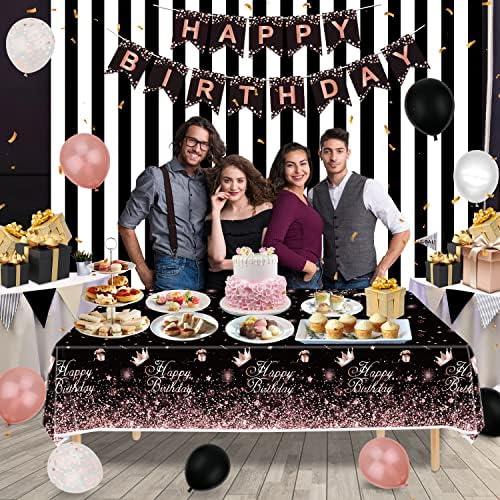 Black Rose Gold Tablecloth Pack of 4 for Birthday Party