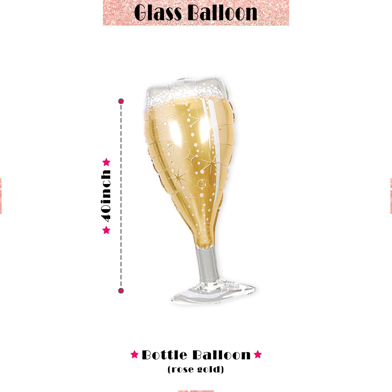 PartyForever 2 Rose Gold Glitter Ring Bachelorette Balloons Set
