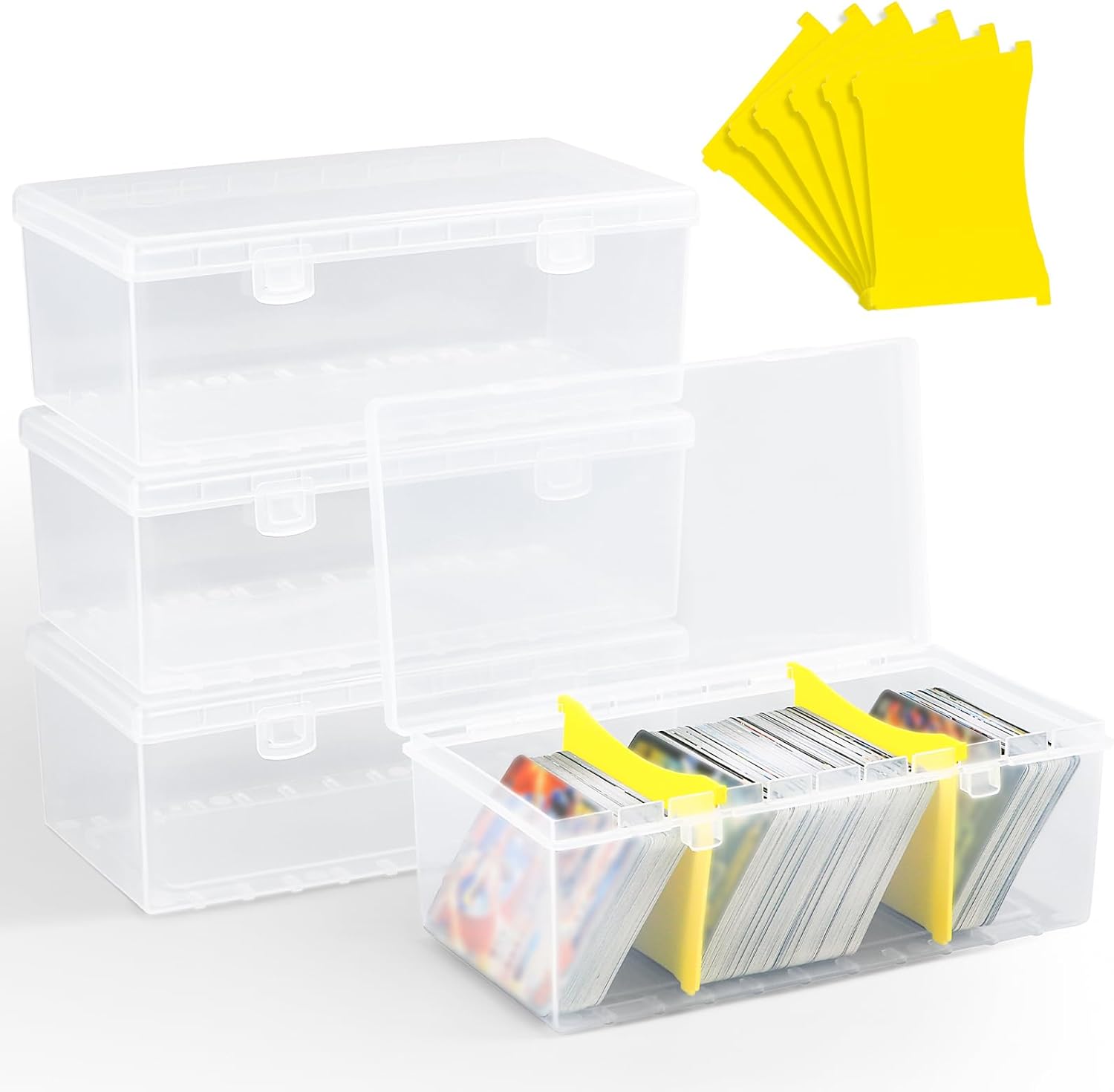 UNAOIWN 4 Pack Card Storage Boxes with Dividers
