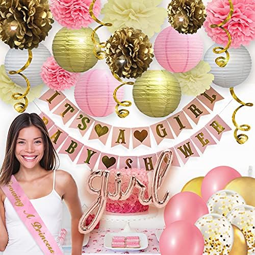 Pink and Gold Baby Shower Decorations for Girl