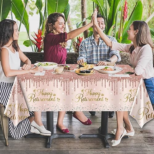 Pink Retirement Party Tablecloths 3pcs Rose Gold Decor