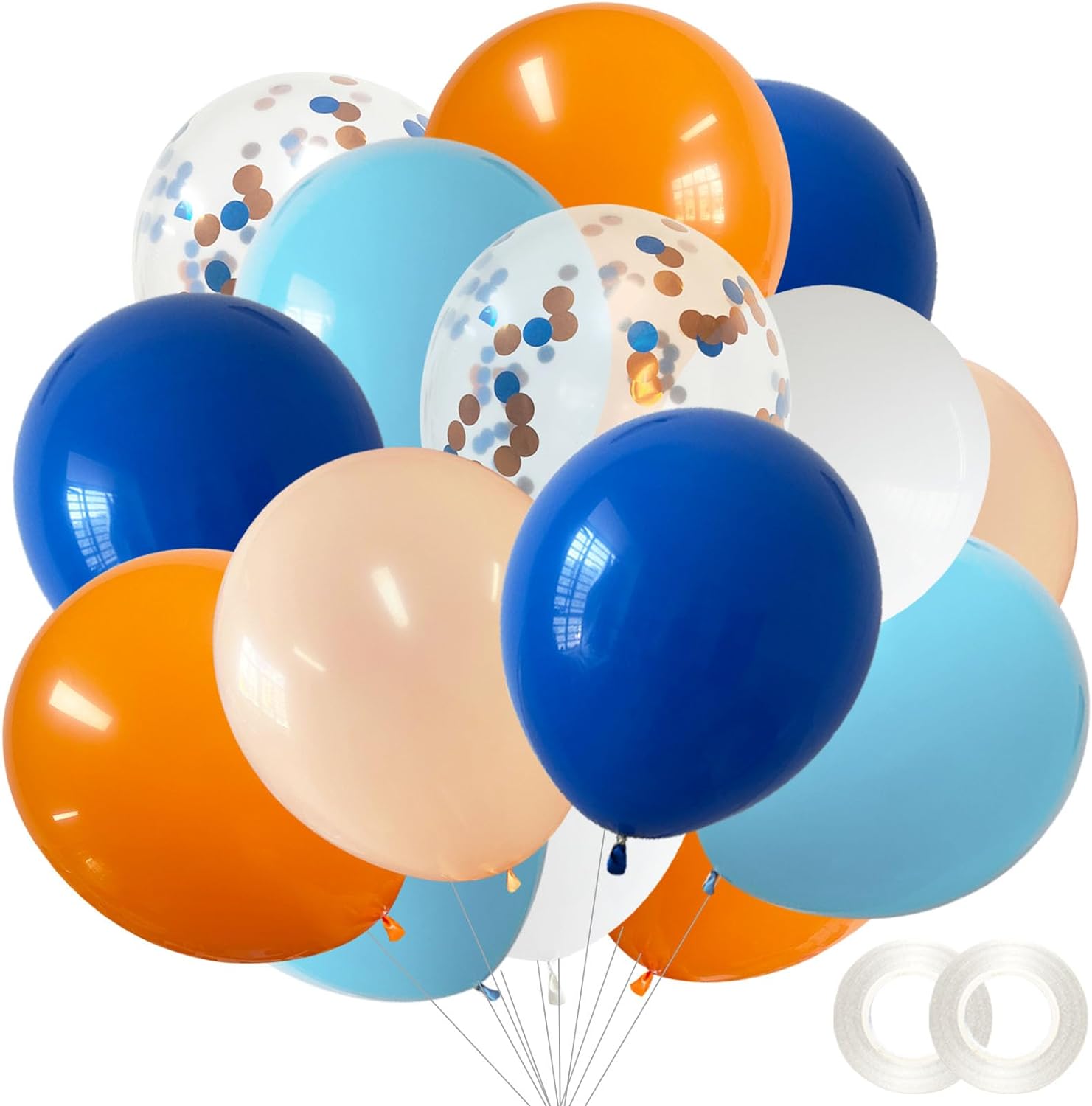 ANSOMO 12 Inch Latex Balloons 60 Pcs Blue Orange Decor