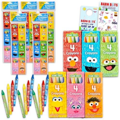 Sesame Street Bulk Crayon Party Favors 30 Packs with Stickers and Crayons