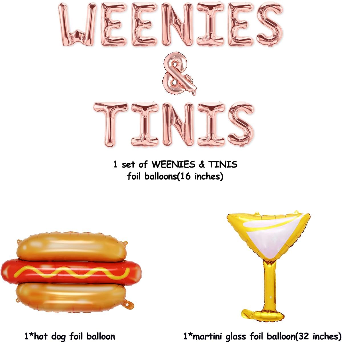 Weenies Tinis Balloon Banner Hot Dog Martini Glass Decorations