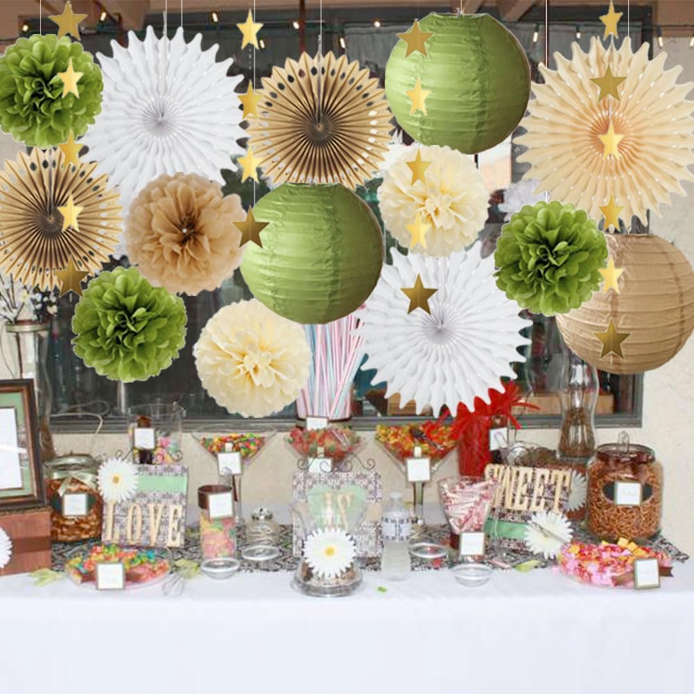 Olive Green and Brown Party Decor Kit