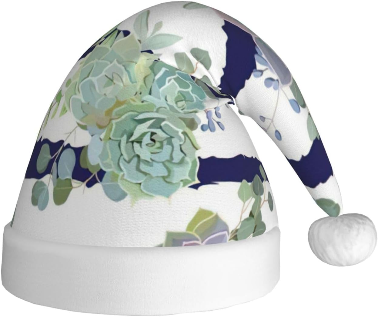 QINZHENG Personalized Striped Succulents Santa Hat
