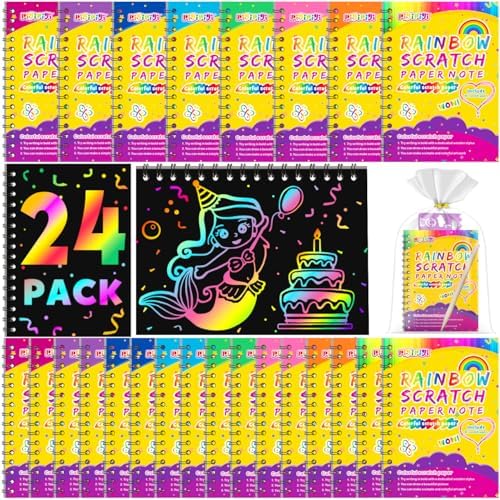 Pigipigi Rainbow Scratch Art Notebook Set 24 Pack